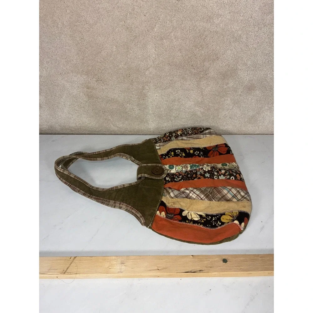 Chateau Multicolor Patchwork Shoulder Bag - Small - Corduroy Floral Boho Hobo